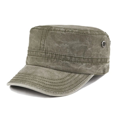 Military Cap Men Washed Cotton Fashion Design Flat Baseball Cap Size 57- 60cm
