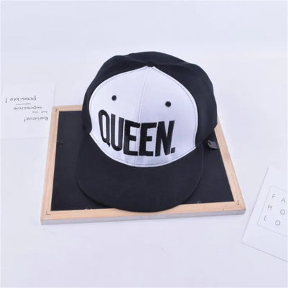 King Queen Embroidered Couple Snapback Caps Set