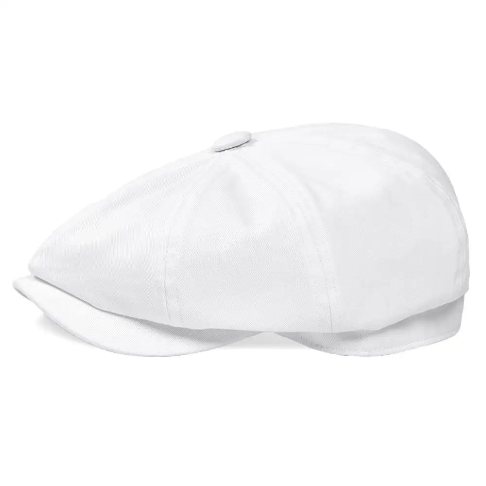 BOTVELA White Twill Cotton Newsboy Cap For Men Women Classic Cabbies Driver Apple Caps Gatsby Flat Hat Baker Boy Headpiece 003 Size 61cm
