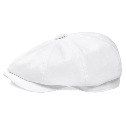 BOTVELA White Twill Cotton Newsboy Cap For Men Women Classic Cabbies Driver Apple Caps Gatsby Flat Hat Baker Boy Headpiece 003 Size 61cm