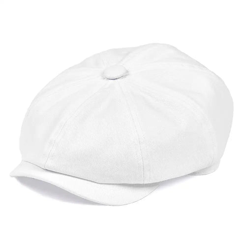 BOTVELA White Twill Cotton Newsboy Cap For Men Women Classic Cabbies Driver Apple Caps Gatsby Flat Hat Baker Boy Headpiece 003 Size 61cm