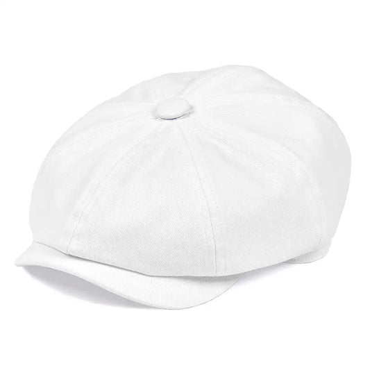 BOTVELA White Twill Cotton Newsboy Cap For Men Women Classic Cabbies Driver Apple Caps Gatsby Flat Hat Baker Boy Headpiece 003 Size 61cm