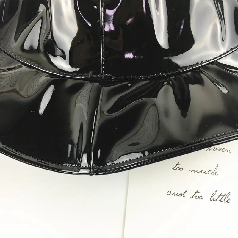 Leather And Cotton Solid Bucket Hat Fisherman Hat