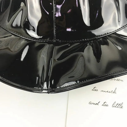 Leather And Cotton Solid Bucket Hat Fisherman Hat