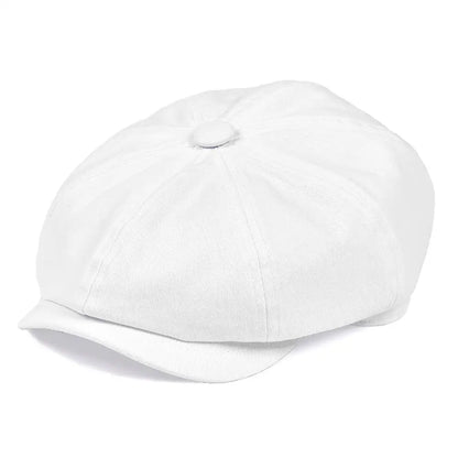 BOTVELA White Twill Cotton Newsboy Cap For Men Women Classic Cabbies Driver Apple Caps Gatsby Flat Hat Baker Boy Headpiece 003 Size 61cm
