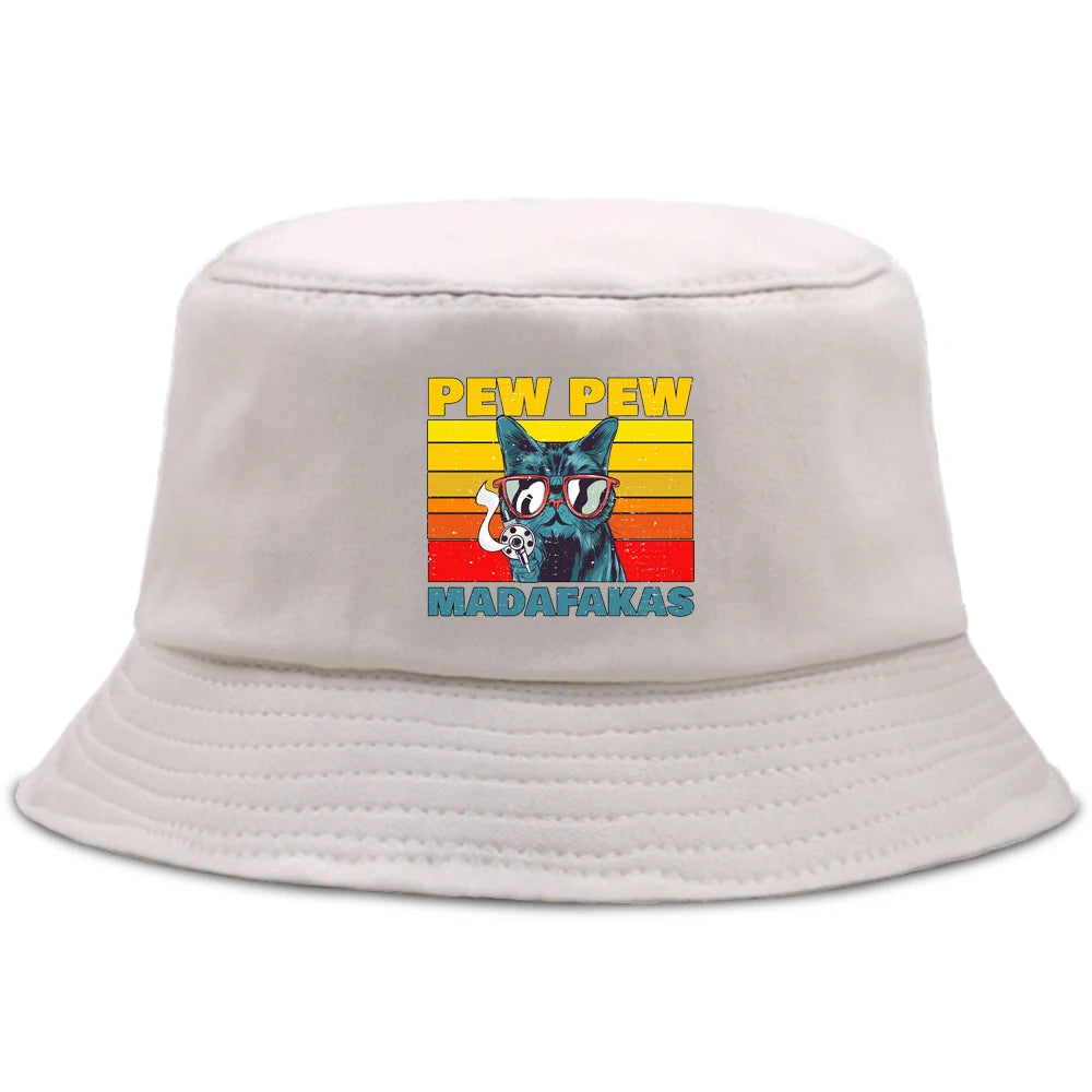 Pew Pew Madafakas Black Cat Bucket Caps Women