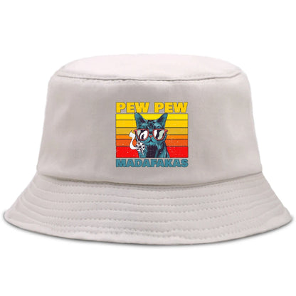 Pew Pew Madafakas Black Cat Bucket Caps Women