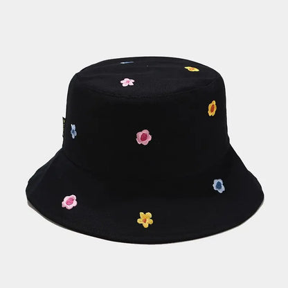 Four Seasons Cotton Flower Embroidery Bucket Hat