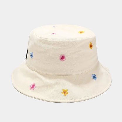 Four Seasons Cotton Flower Embroidery Bucket Hat