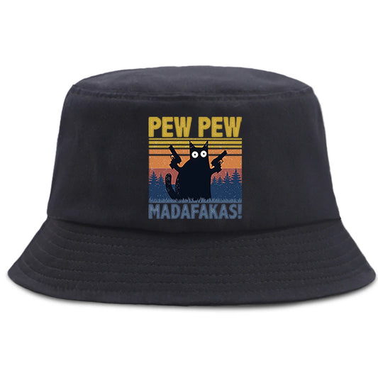 Pew Pew Madafakas Black Cat Bucket Caps Women