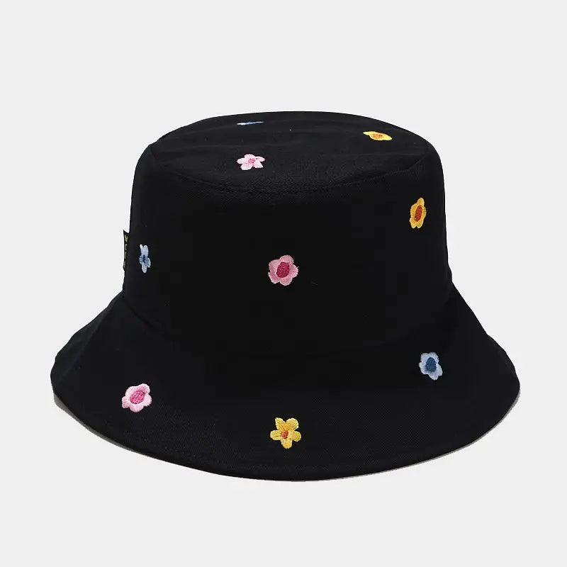 Four Seasons Cotton Flower Embroidery Bucket Hat