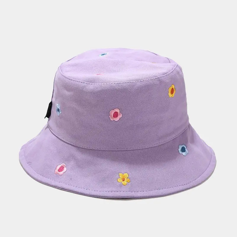 Four Seasons Cotton Flower Embroidery Bucket Hat