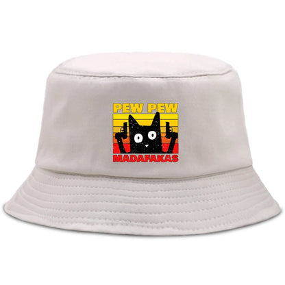 Pew Pew Madafakas Black Cat Bucket Caps Women