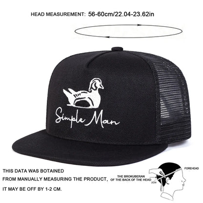 Simple Man Duck Embroidery Casual Snapback Cap