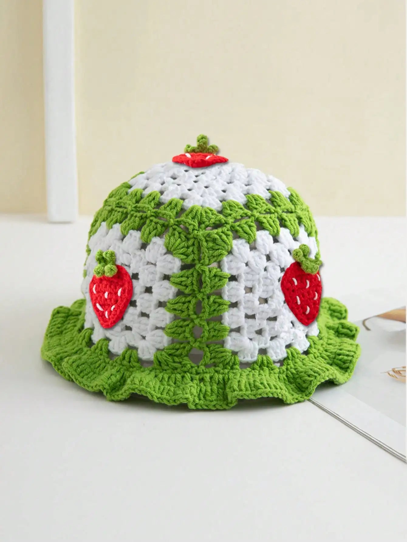 Women Bohemian Crochet Strawberry Fisherman Hat
