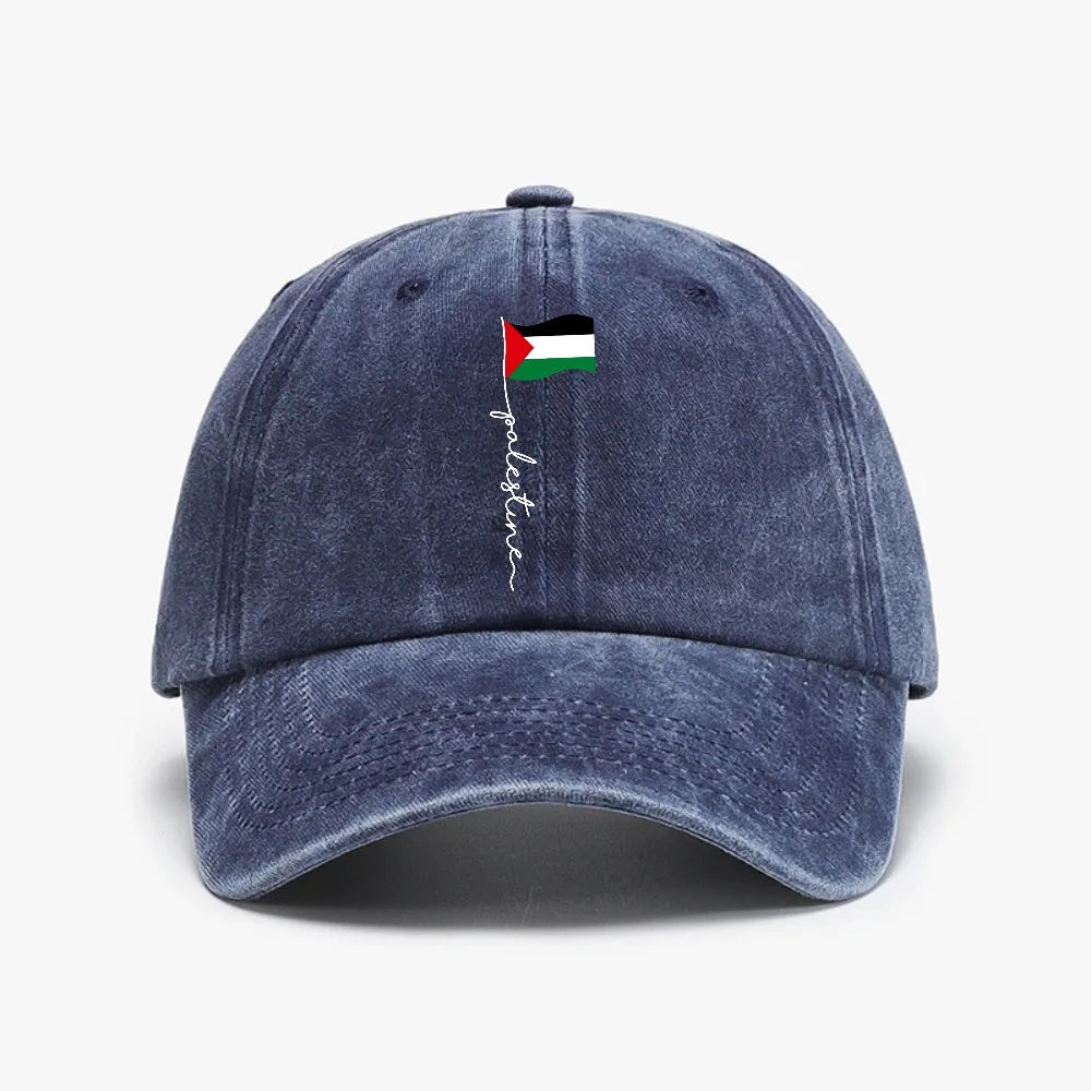 Palestine Flag Print Washed Baseball Cap