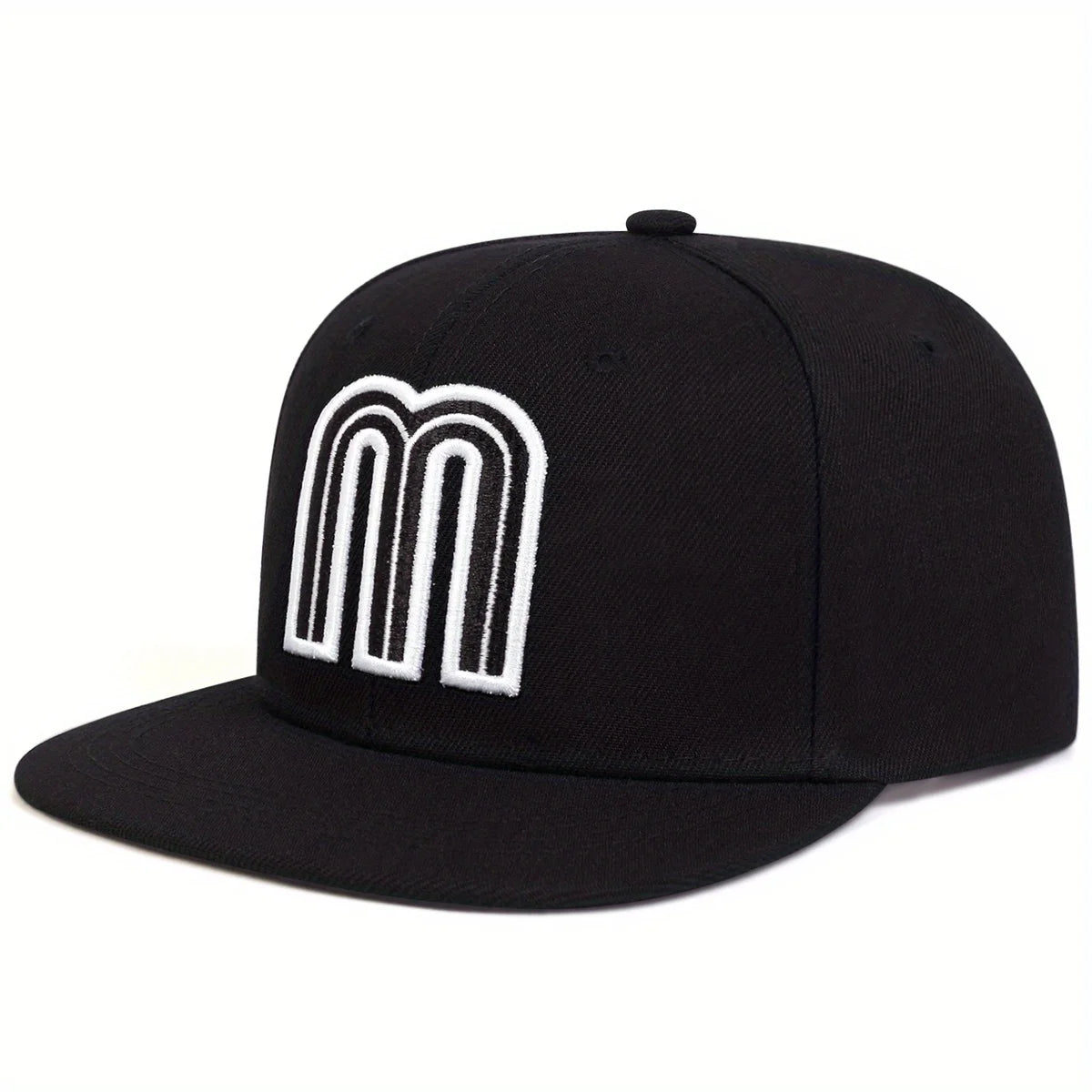 Unisex M Letter Embroidered Hip-Hop Snapback Cap