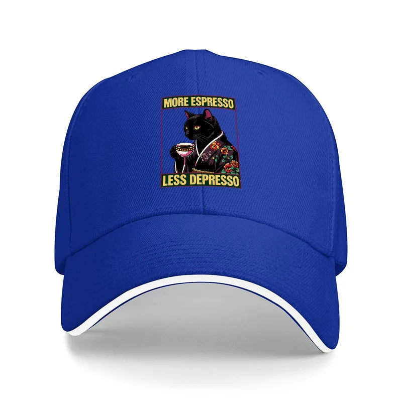 More Espresso Less Depresso Cat Baseball Cap