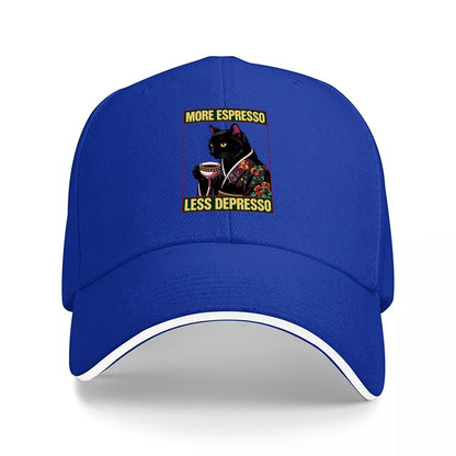 More Espresso Less Depresso Cat Baseball Cap
