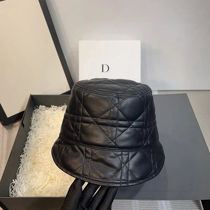 Unisex New York Leather High Quality Bucket Women Hat Size 54-58cm