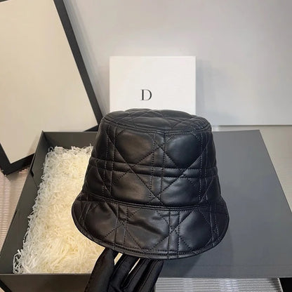 Unisex New York Leather High Quality Bucket Women Hat Size 54-58cm