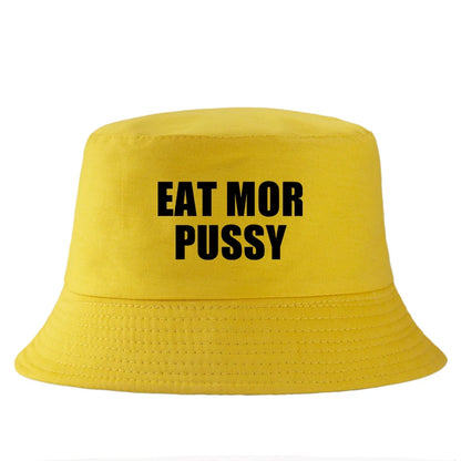 Eat Mor Pussy Funny Slogan Reversible Bucket Hat