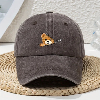 Cartoon Bear Distressed Dad Baseball Cap