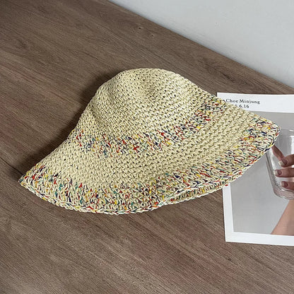 Wide Brim Straw Sunshade Bucket Hat