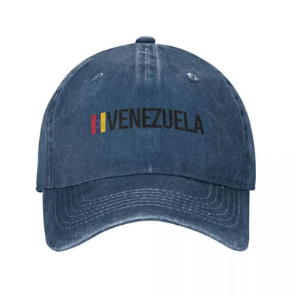 Venezuela Minimalist Distressed Denim Baseball Cap Hat