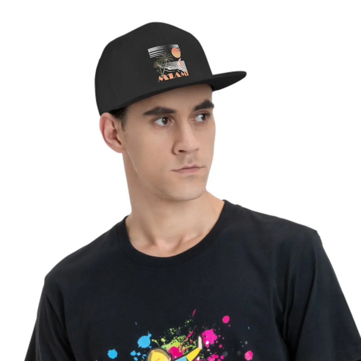 Miami Sunshine Retro Black Snapback Cap