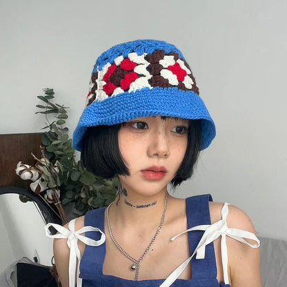 Women's Hollow Flower Crochet Bucket Hat