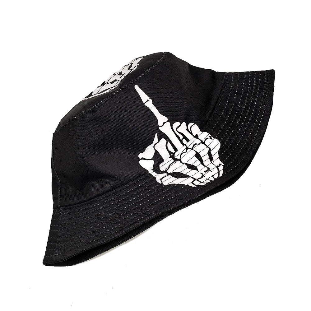 Funny Skeleton Fingers Print Bucket Hat Men Women Summer Outdoor