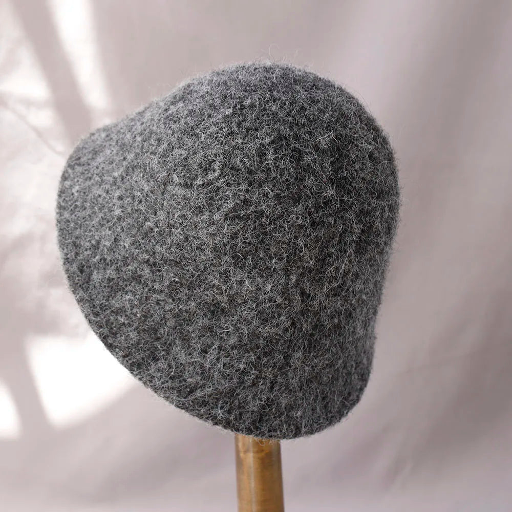 Vintage Wool Bucket Hat Women Fashion Fisherman Cap