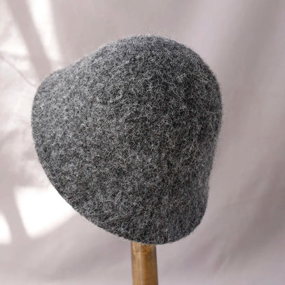 Vintage Wool Bucket Hat Women Fashion Fisherman Cap