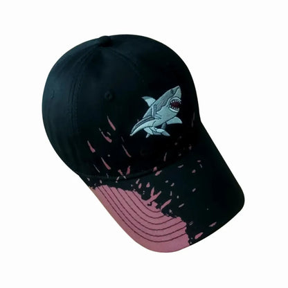 Shark Bite Chomped Brim Embroidered Baseball Cap