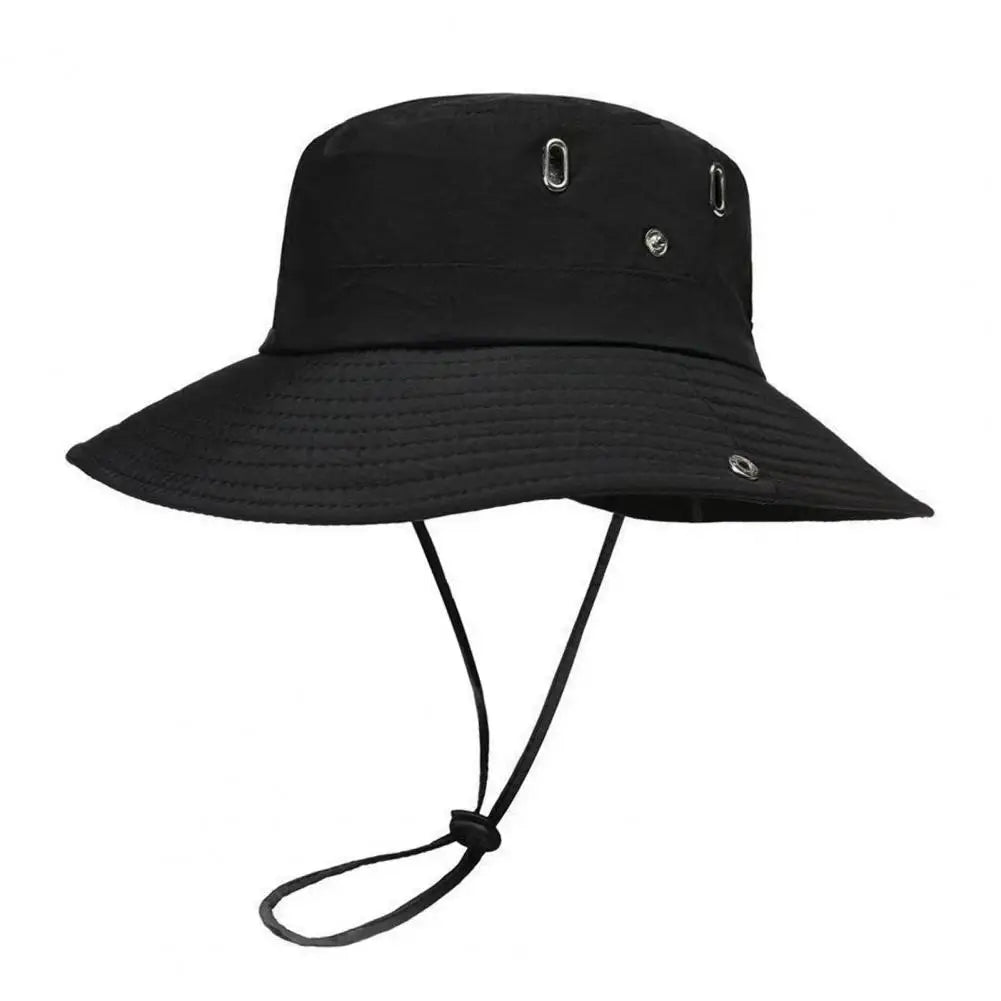 Quick-Dry Wide Brim Bucket Hat With Chin Rope