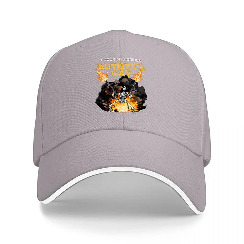 Cool Mysterious Black Flaming Skeleton Baseball Cap