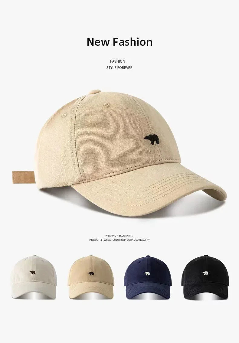 Summer Versatile Polar Bear Embroidered Baseball Cap With Large Brim For A Small Face, Unisex Duckbill Cap For Both Men And Women Size 55-60cm