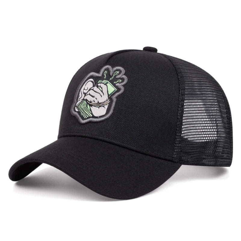 USD Embroidered Flat Brim Mesh Snapback Cap