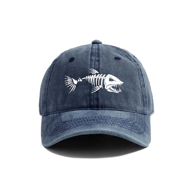 Fishbone Baseball Cap Summer Distressed Dad Hats