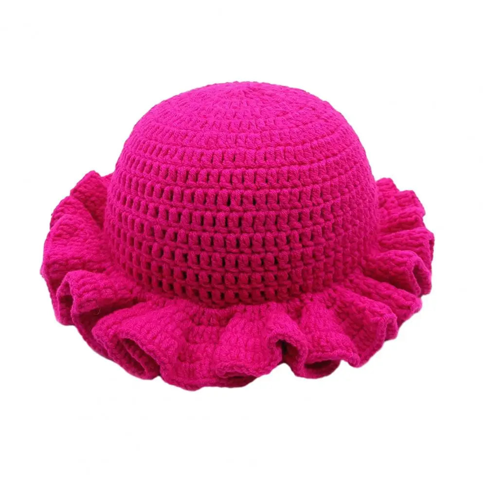 Women Windproof Brim Knit Fisherman Hat