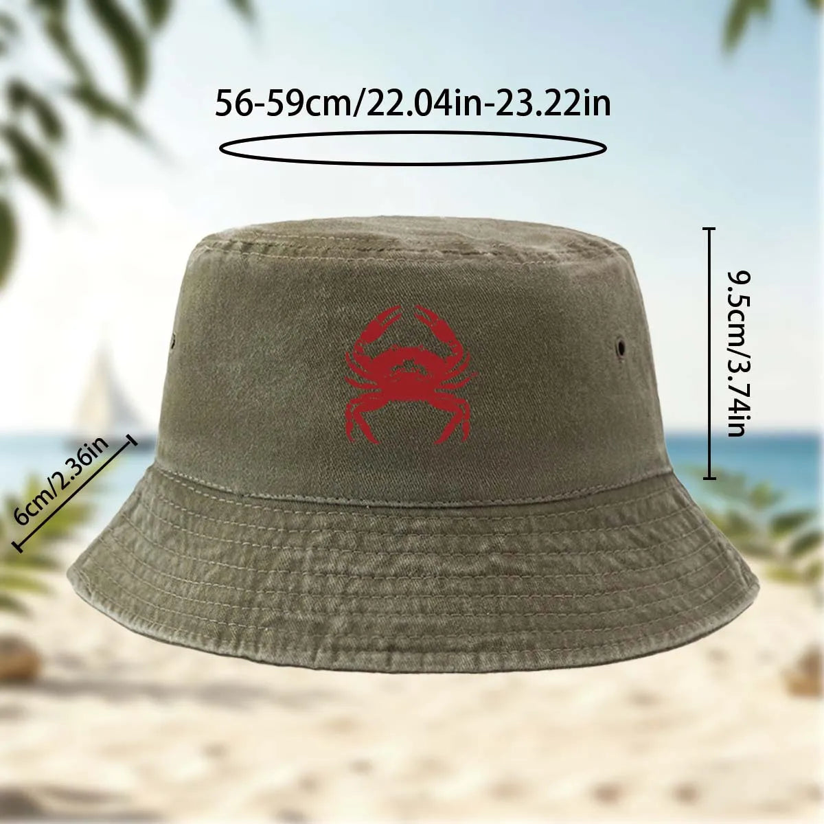 Red Crab Print Bucket Hat
