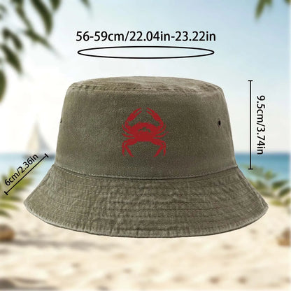 Red Crab Print Bucket Hat