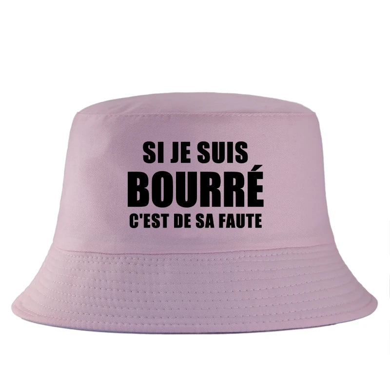 French Print Reversible Cotton Bucket Hat Unisex
