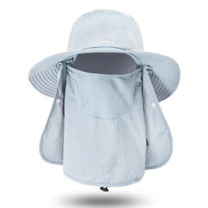 UPF Wide Brim Detachable Face Mask Bucket Hat