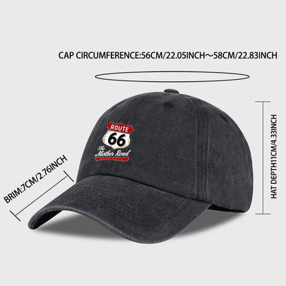 Vintage Route 66 Washed Baseball Cap