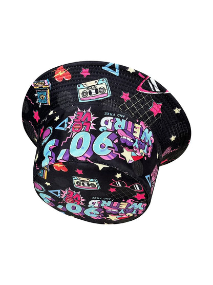 Abstract Personality Tape Print Black 90S Style Bucket Hat