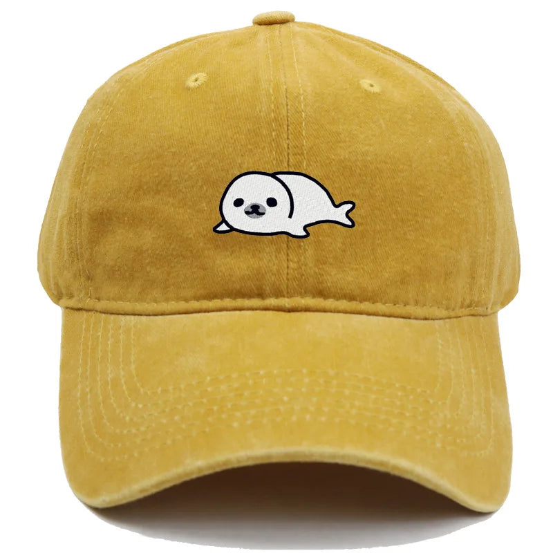 Vintage Seal Embroidered Adjustable Baseball Cap