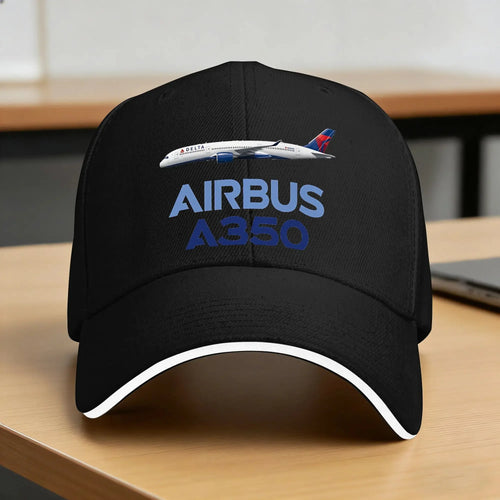 Airbus A350 Airplane Retro Print Baseball Cap