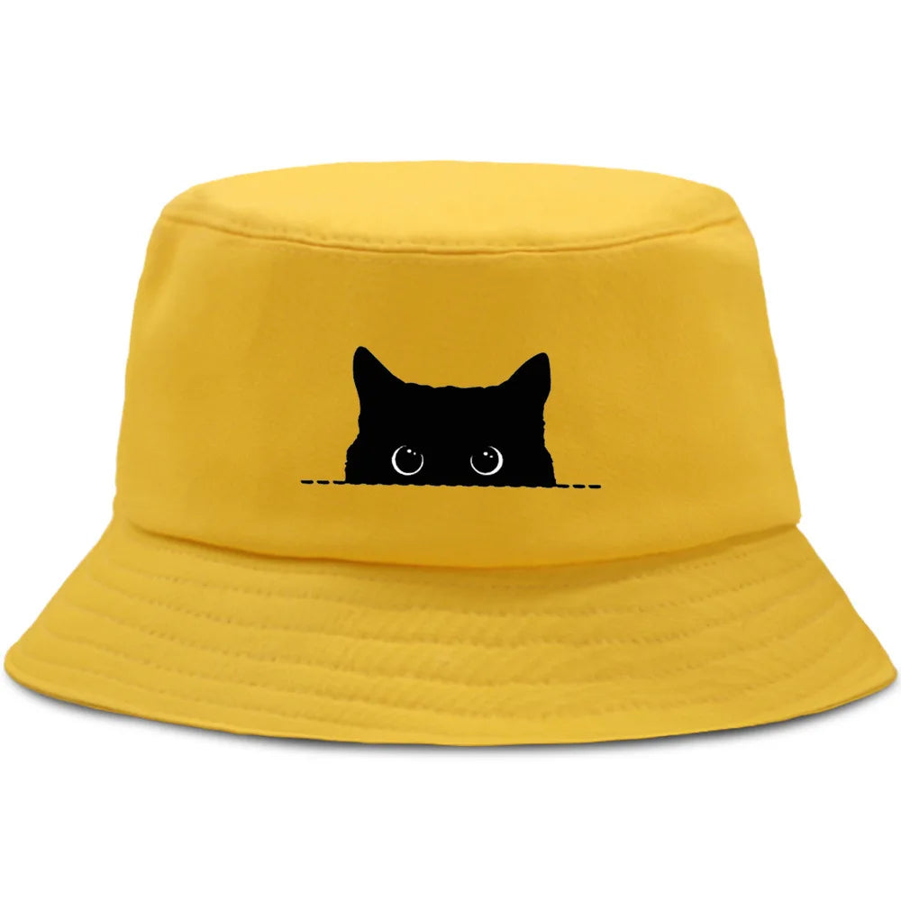 Black Cat Printed Fisherman Bucket Hat Unisex